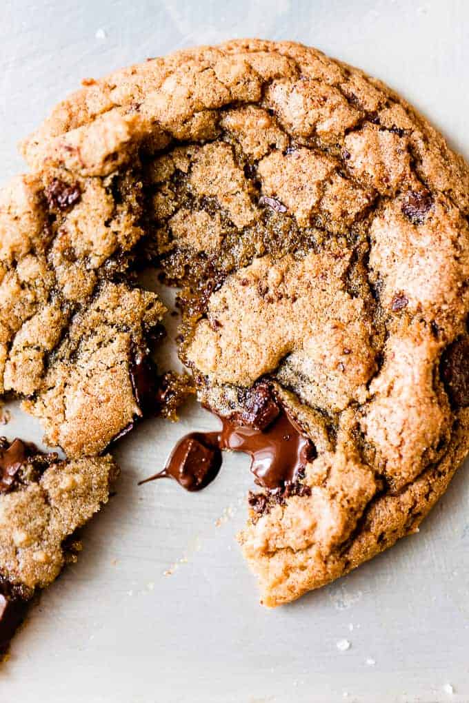chocolate chip cookie in a plate