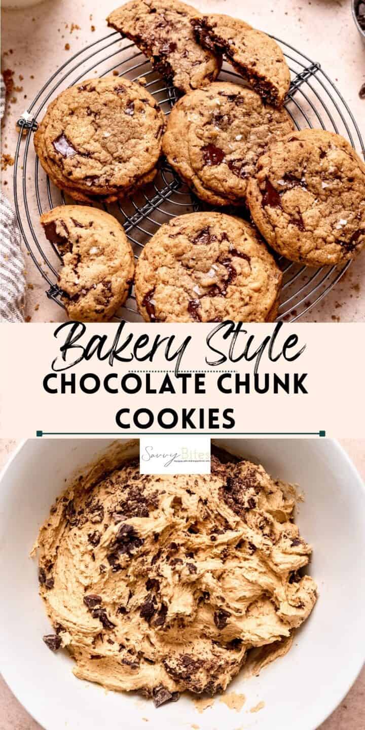 Chocolate Chip Cookies on a cooling rack with text overlay.