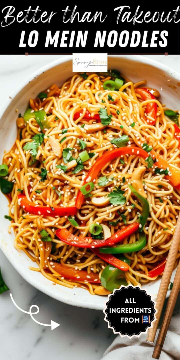 Easy Chinese noodles with vegetables in a white plate.