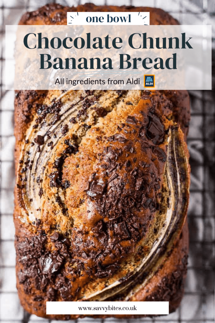 chocolate chip banana bread with text overlay