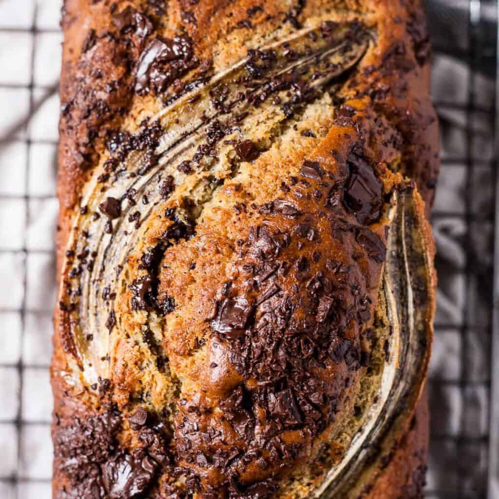 Easy banana bread with chocolate. Uk measurements and Aldi ingredients.