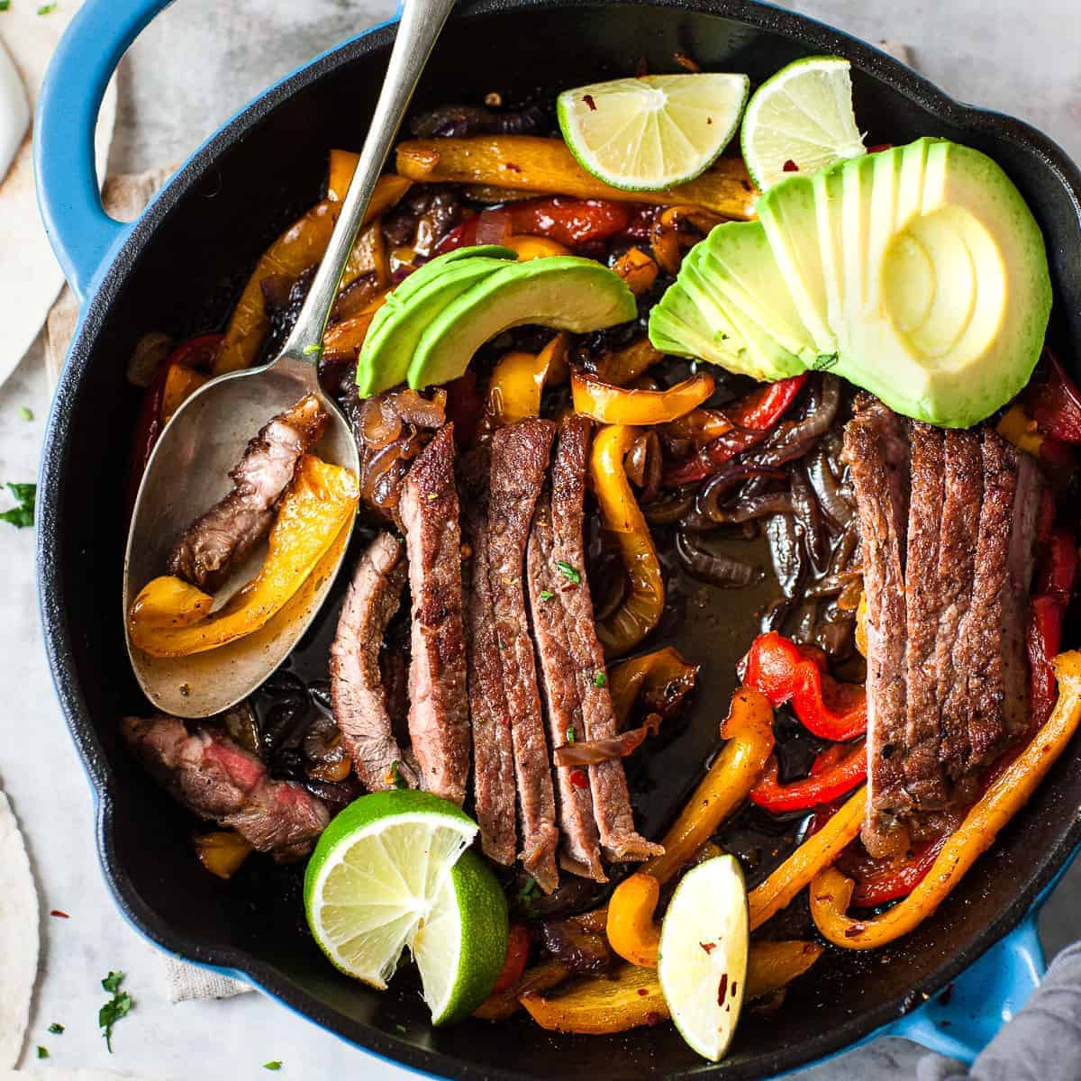 20 Minute Steak Fajita Skillet with Avocado - Ally's Cooking