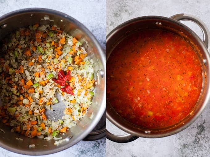 pasta soup step 3 & 4 using Aldi Ingredients.