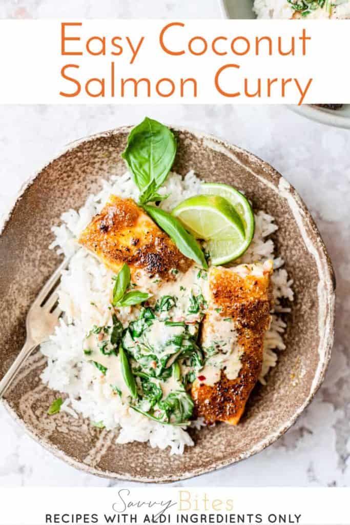 Coconut curry with salmon and spinach. Aldi ingredients.