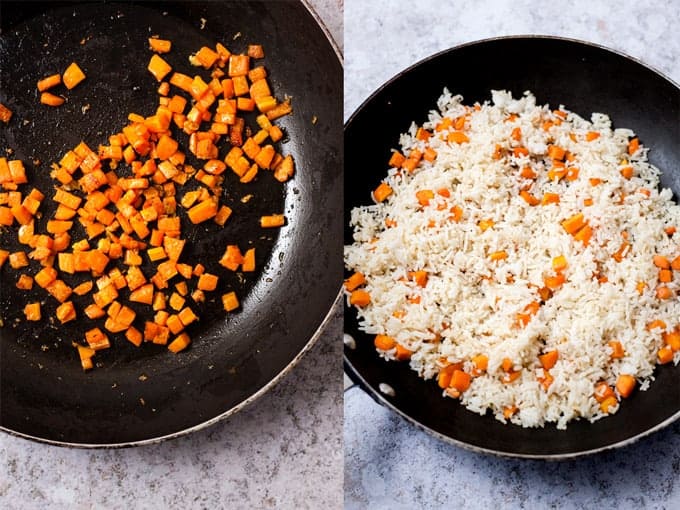 Making fried rice step by step 1 & 2