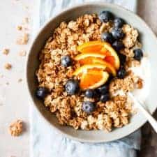 Homemade maple granola with blueberries