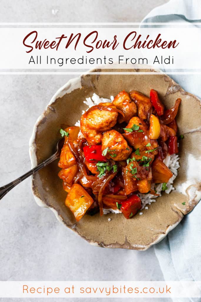 Sweet and sour chicken made with pantry ingredients.