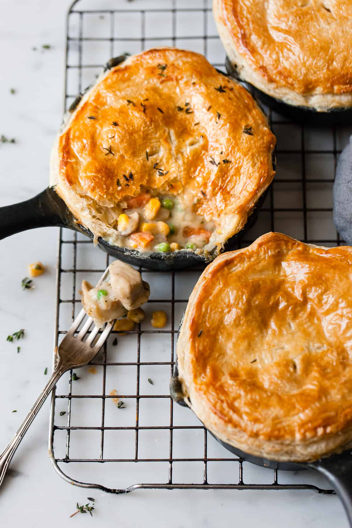 chicken pot pie on a cooling rack