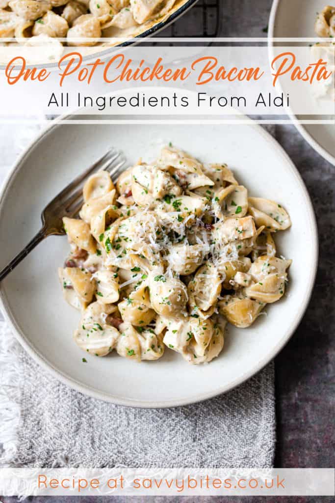 Easy chicken and bacon pasta using Aldi Uk ingredients