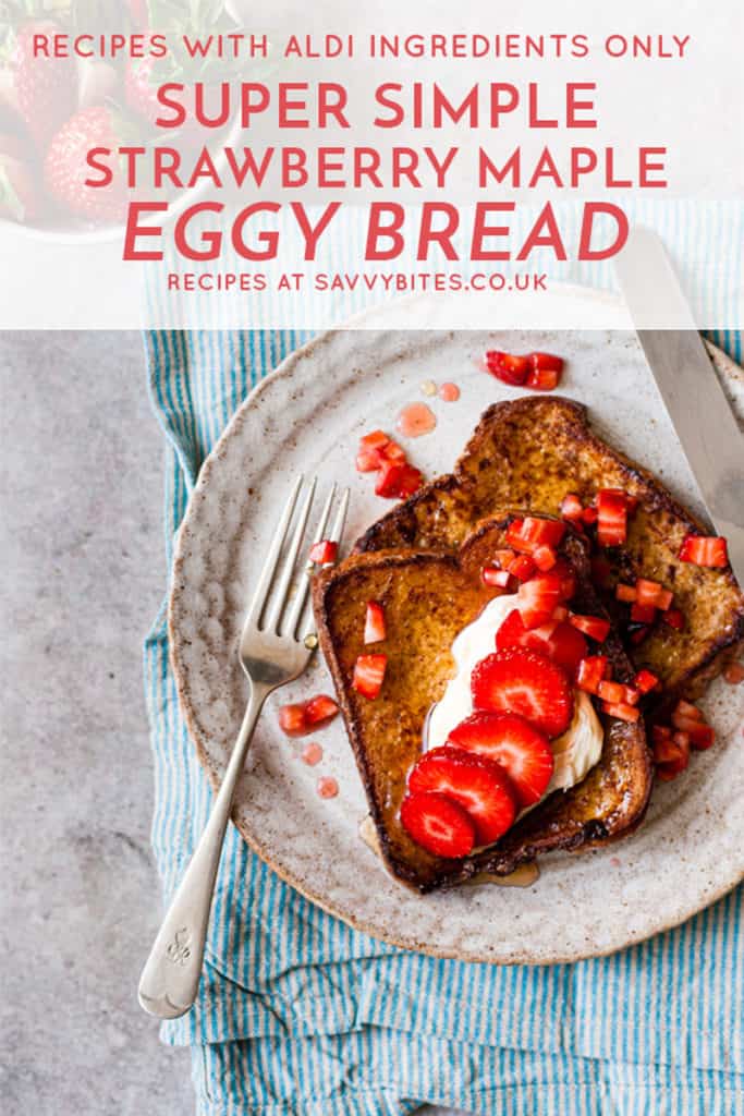 fluffy french toast eggy bread on a white plate with fork