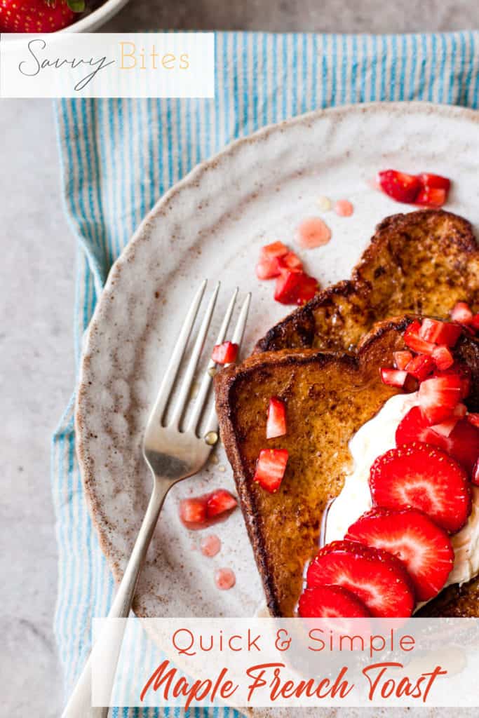 French toast with strawberries and cream with Aldi ingredients.