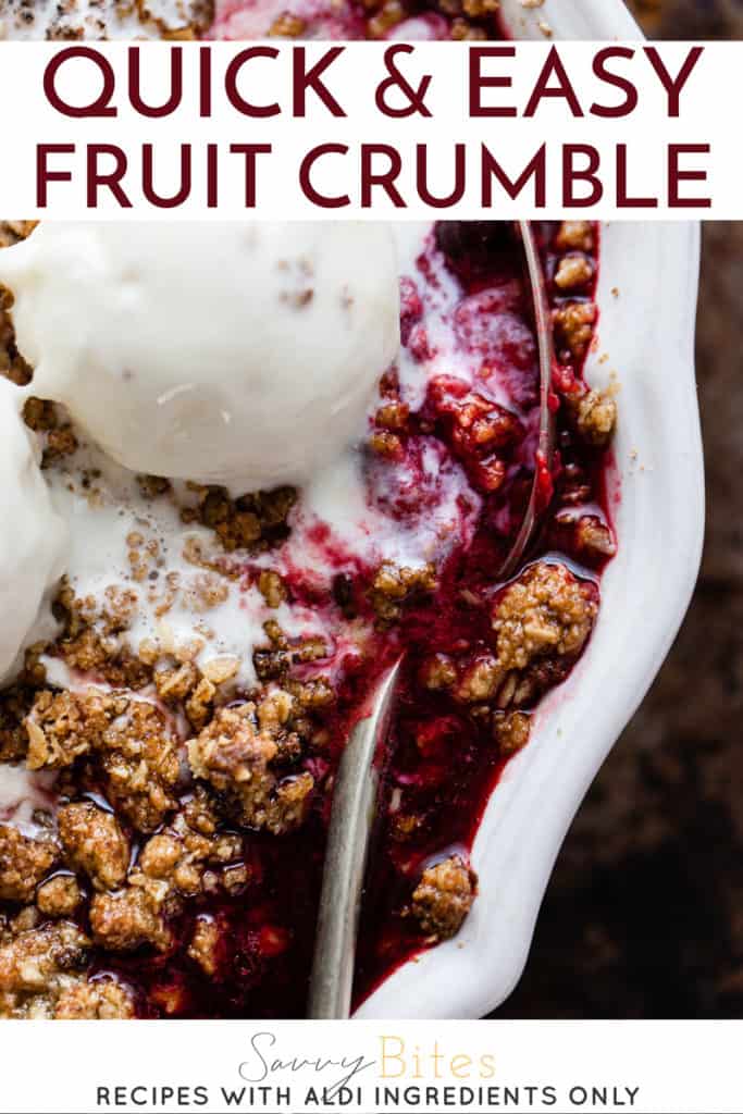 Quick and easy oat topped fruit crumble with frozen fruit.