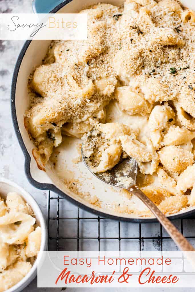 baked mac and cheese with a spoon
