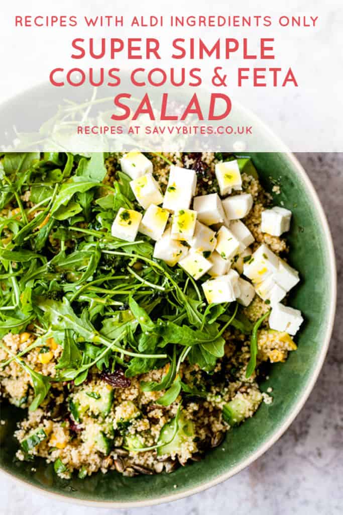Couscous salad using Aldi ingredients.