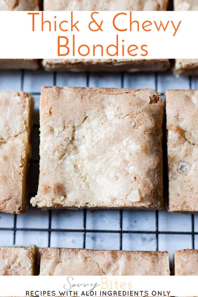 easy chewy blondies on a cooling rack.