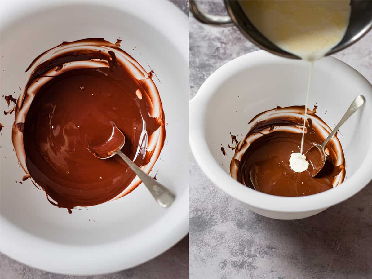Melting chocolate for making mousse.