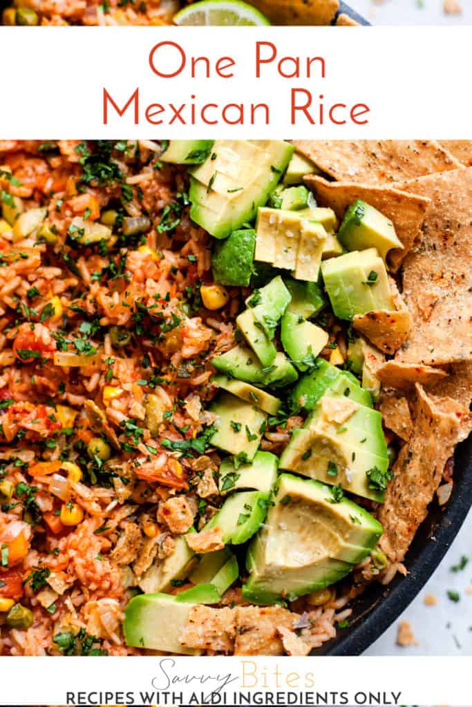 Mexican rice in a pan with Aldi UK ingredients budget meal plan