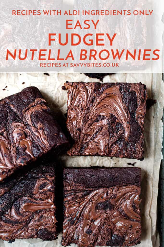 Cut nutella brownies using Aldi ingredients