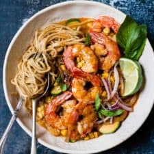 aldi recipe prawn curry in a white bowl