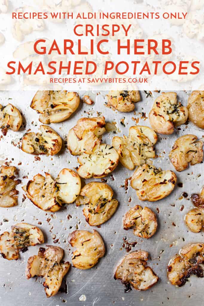Crispy smashed potatoes all ingredients from Aldi.