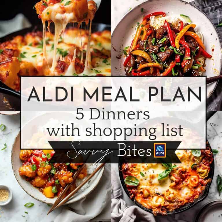 Aldi budget meal plan recipe collage.
