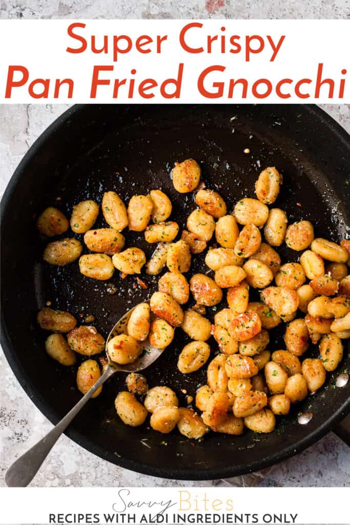 fried gnocchi in a skillet