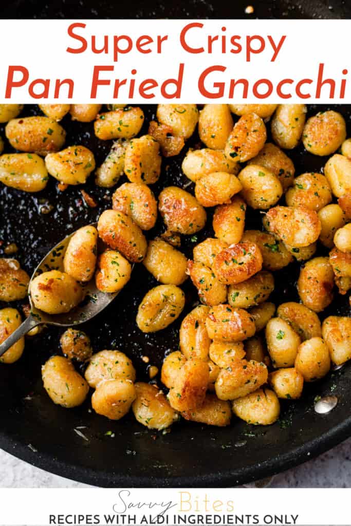 fried gnocchi in a skillet