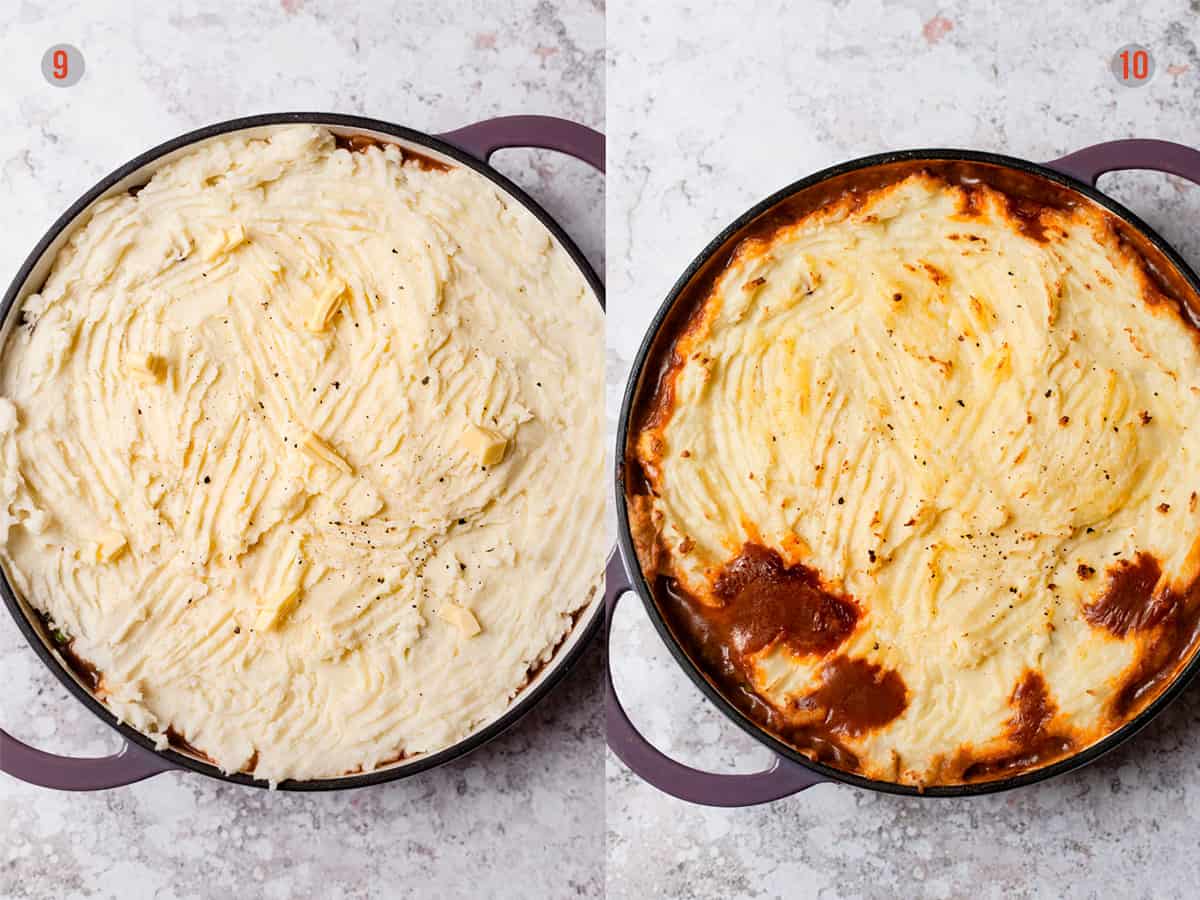 mash potato topping over cottage pie