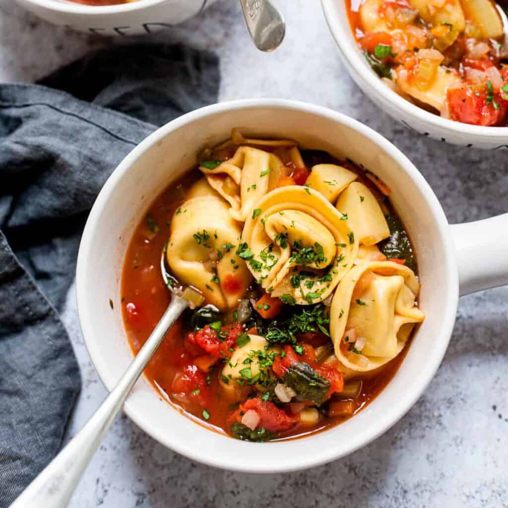 Easy Slow Cooker Vegetable Soup with Tortellini - Savvy Bites