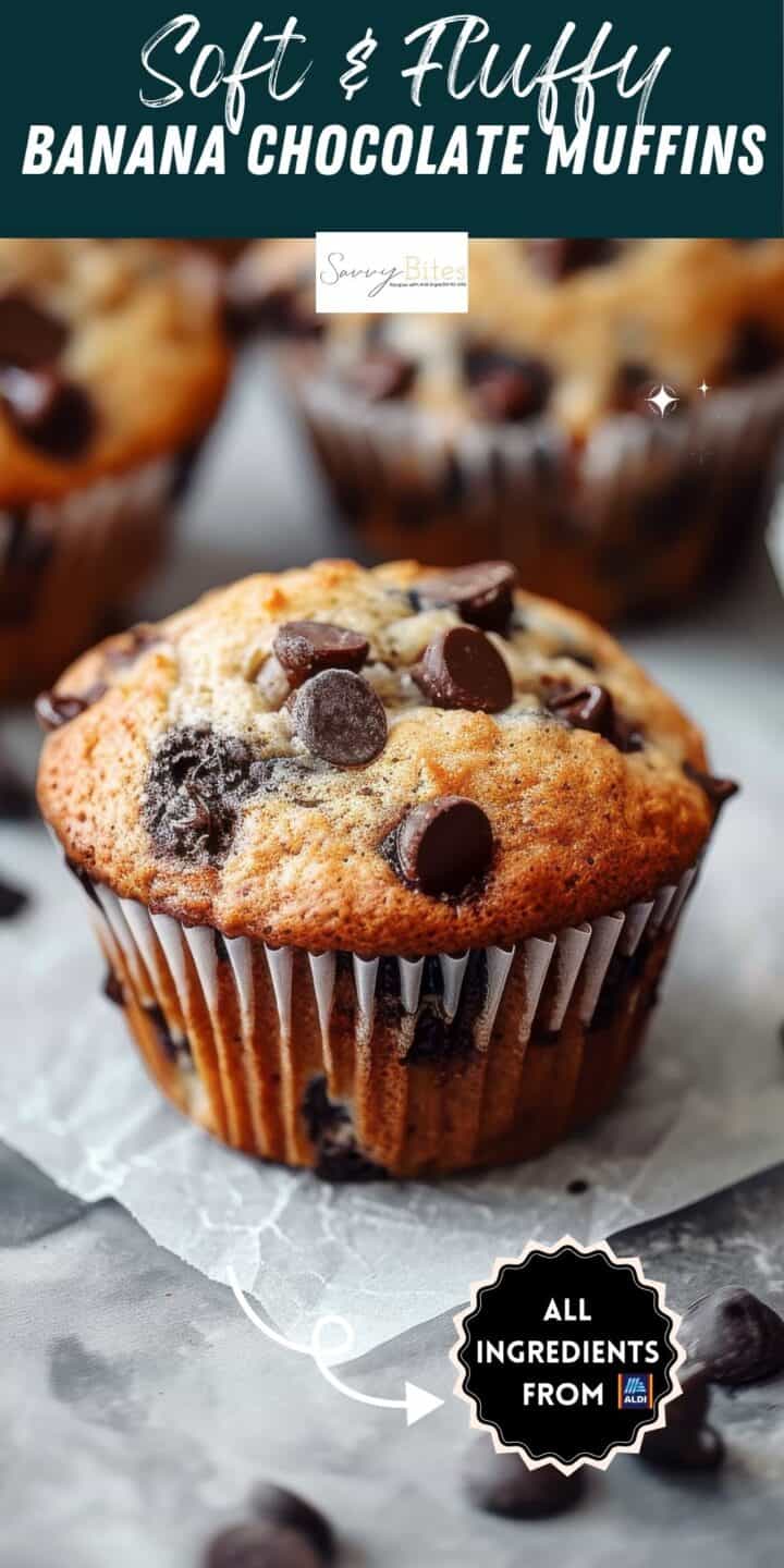 Chocolate banana muffins on a marble table top.