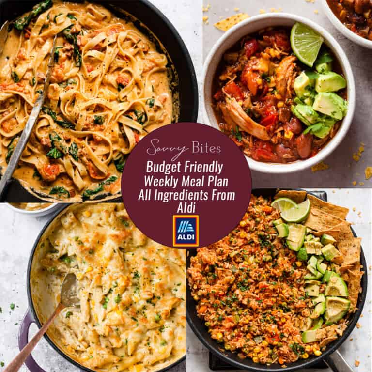 Aldi meal plan photo collage with text overlay