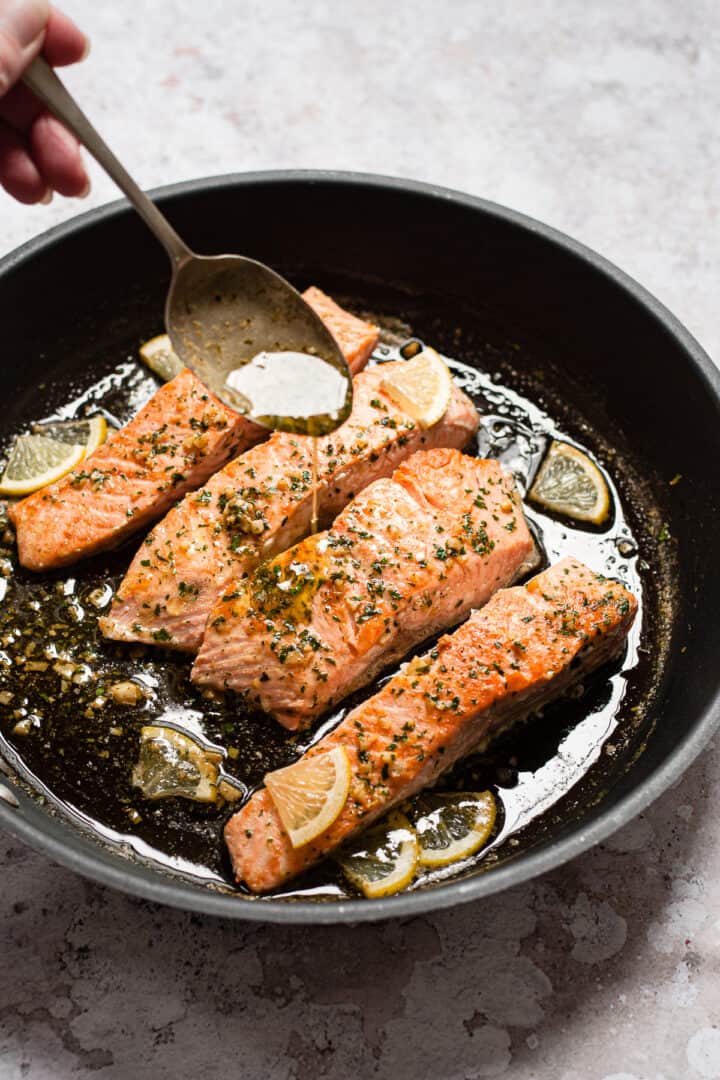 Pan Fried Salmon (with garlic butter sauce) All from Aldi - Savvy Bites