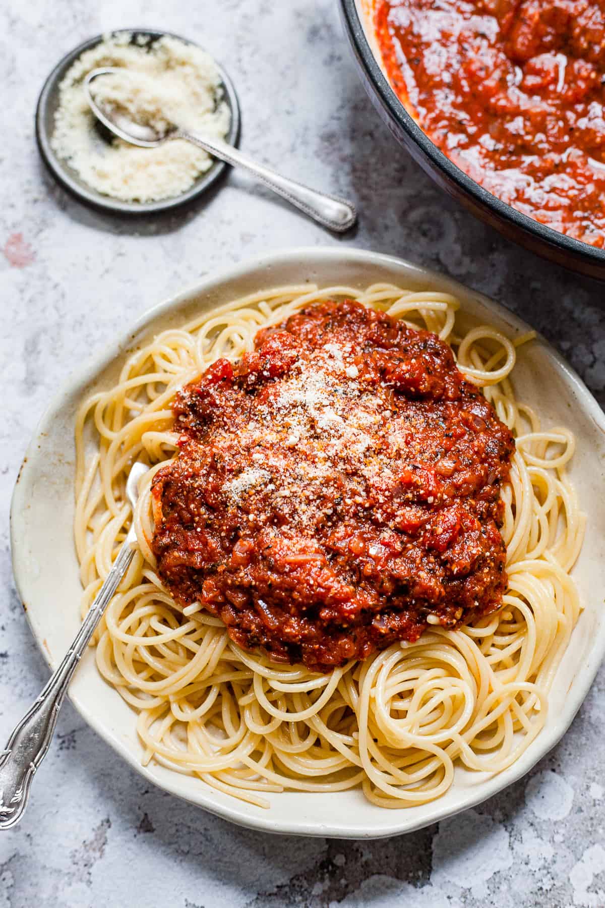 hearty vegan spaghetti sauce in a place of pasta
