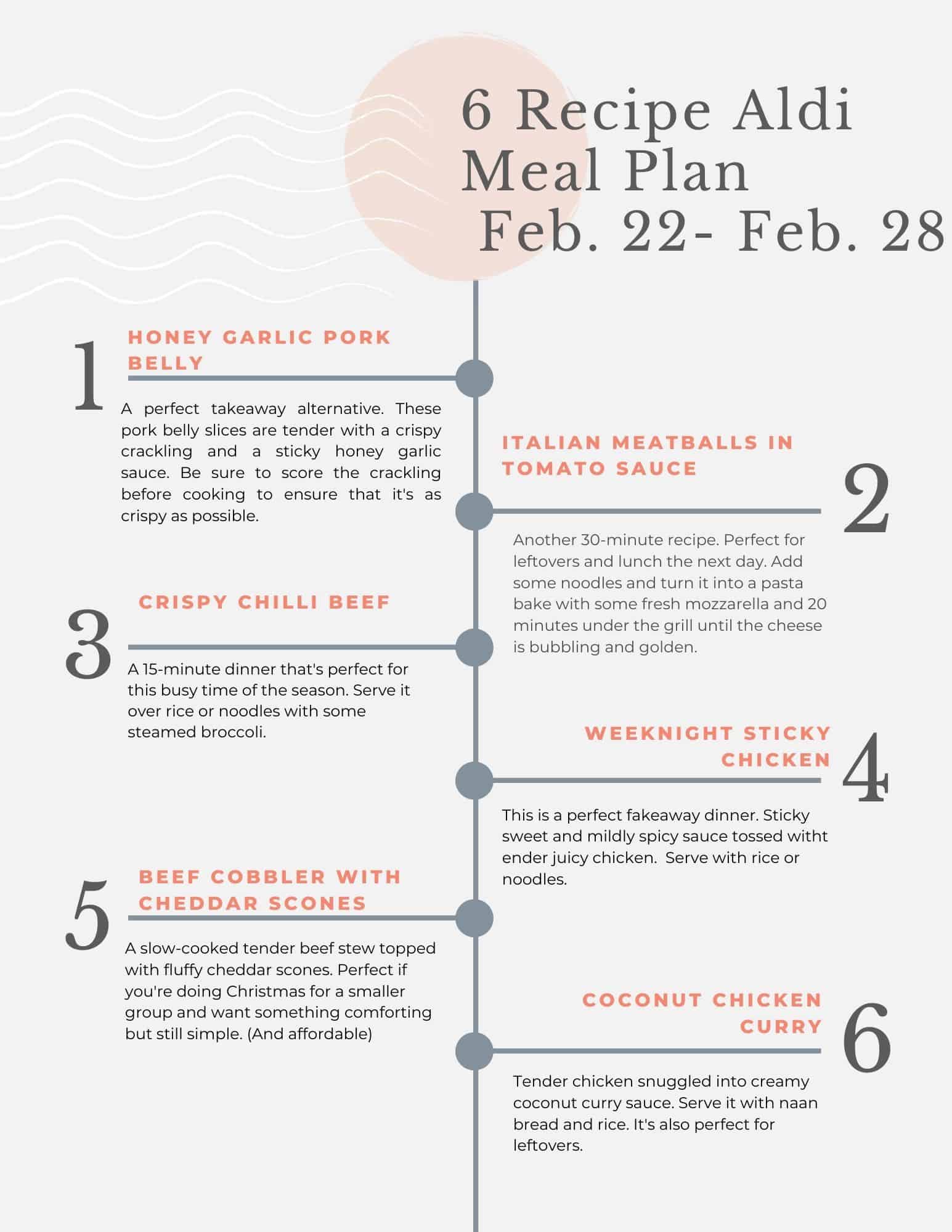 Aldi Meal plan tip sheet.