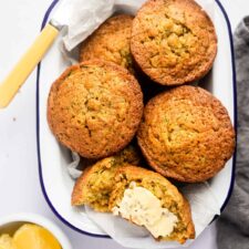 healthy courgette muffins in a tin
