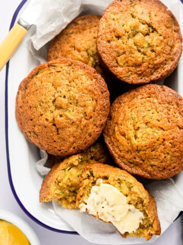 healthy courgette muffins in a tin