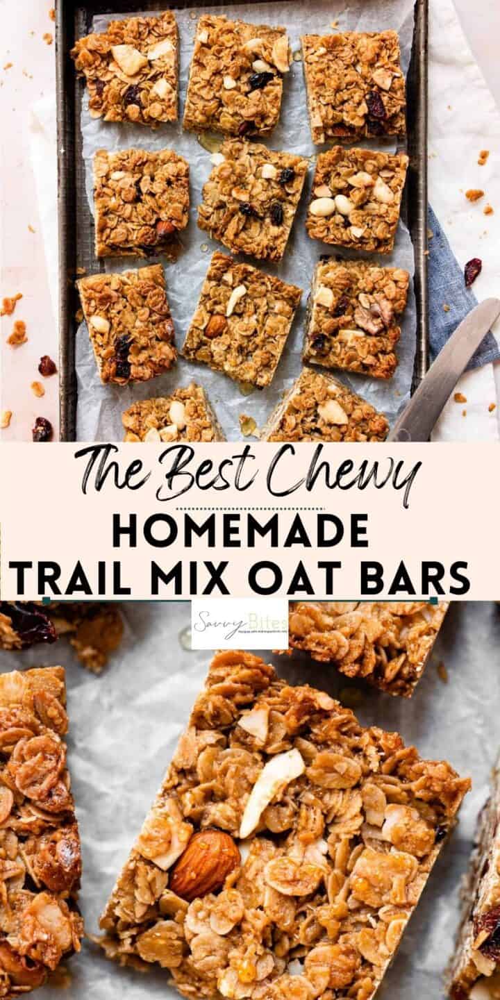 Healthy flapjacks (also called oat bars or granola bars) on a baking tray.
