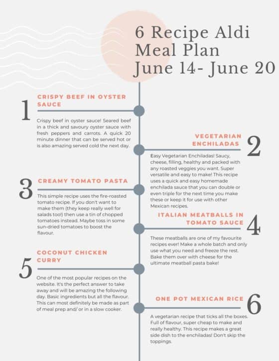Aldi Budget Meal Plan June 14-20 - Savvy Bites