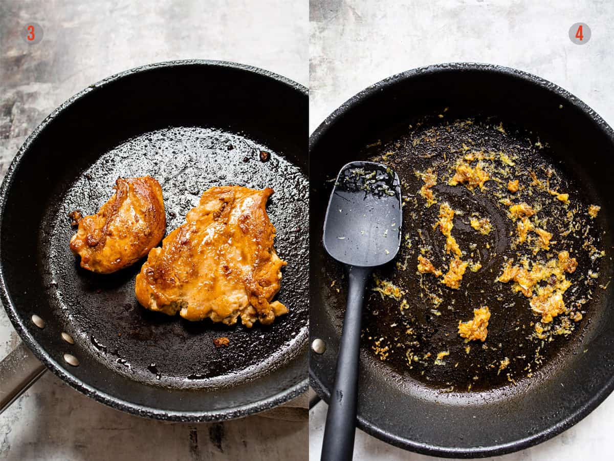 crispy chicken breast in a frying pan