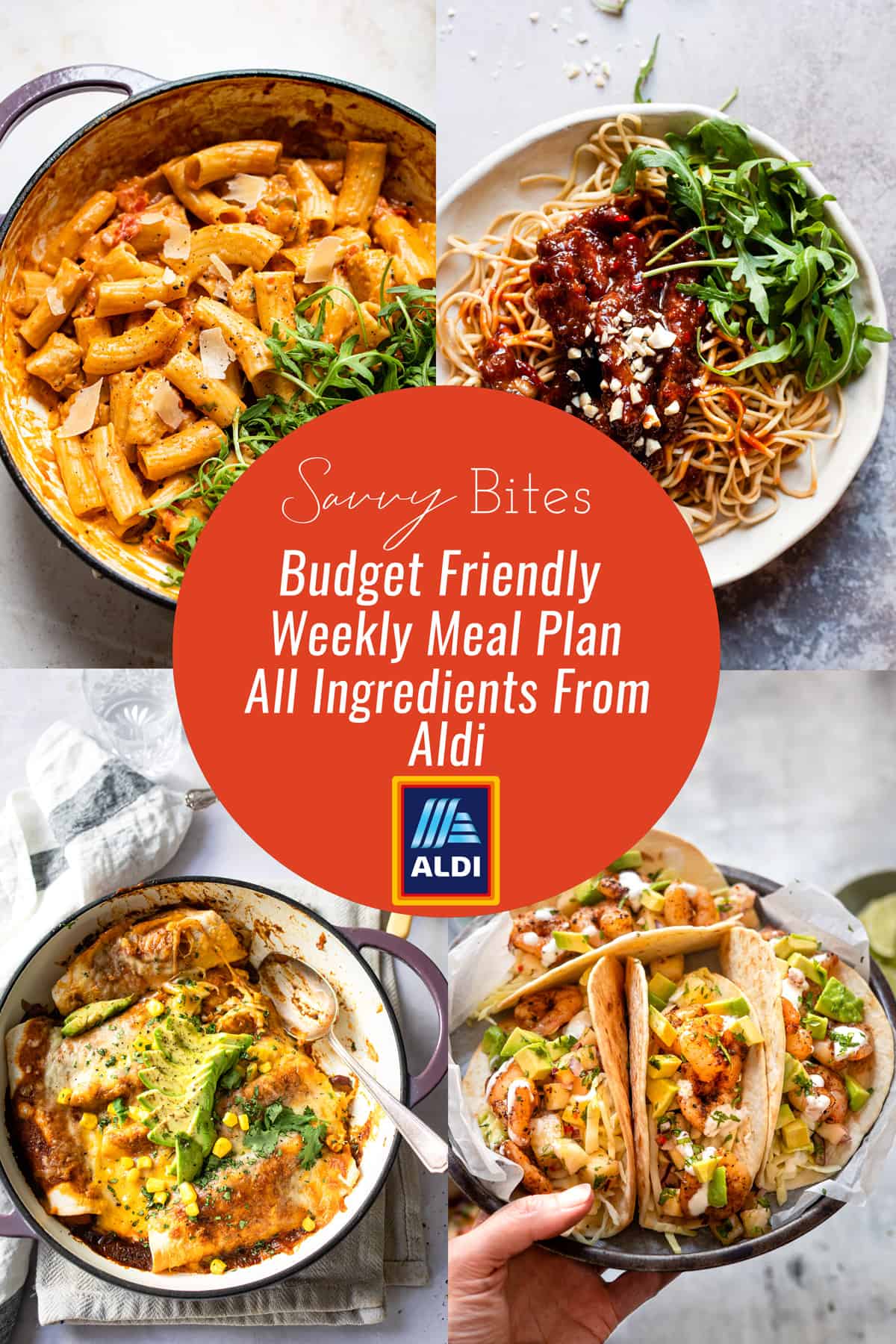 Aldi budget meal plan pic collage July 12