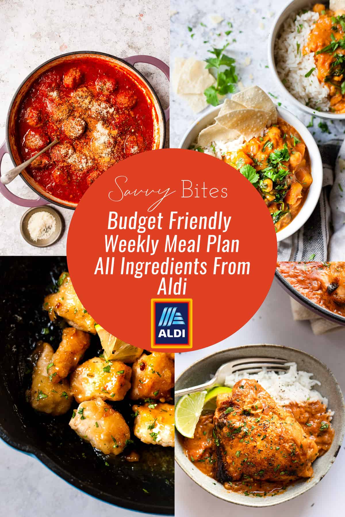 Aldi budget meal plan photo collage