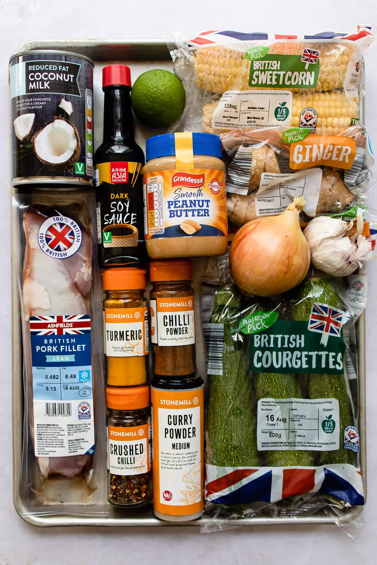 Ingredients for pork curry.