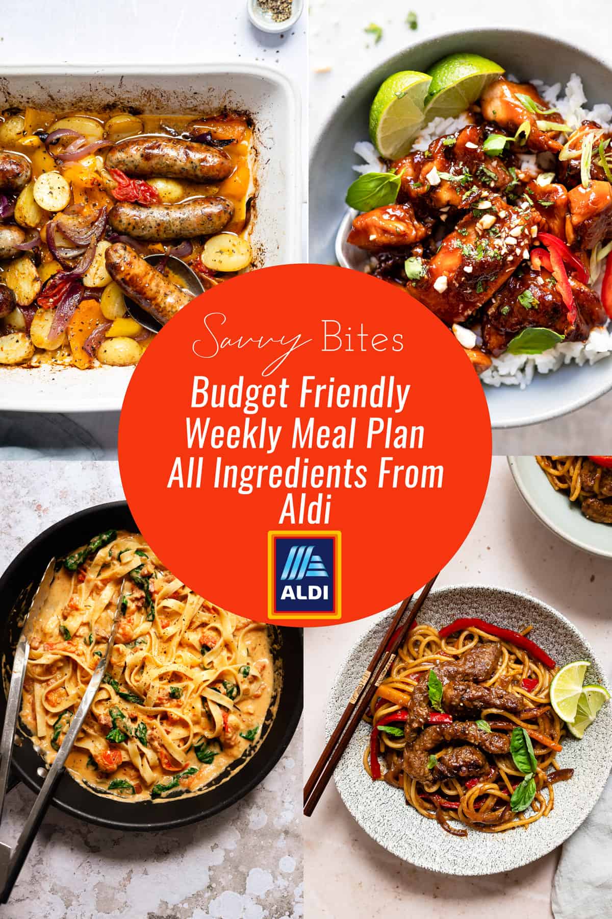 Aldi recipes meal plan with healthy recipes in a collage.