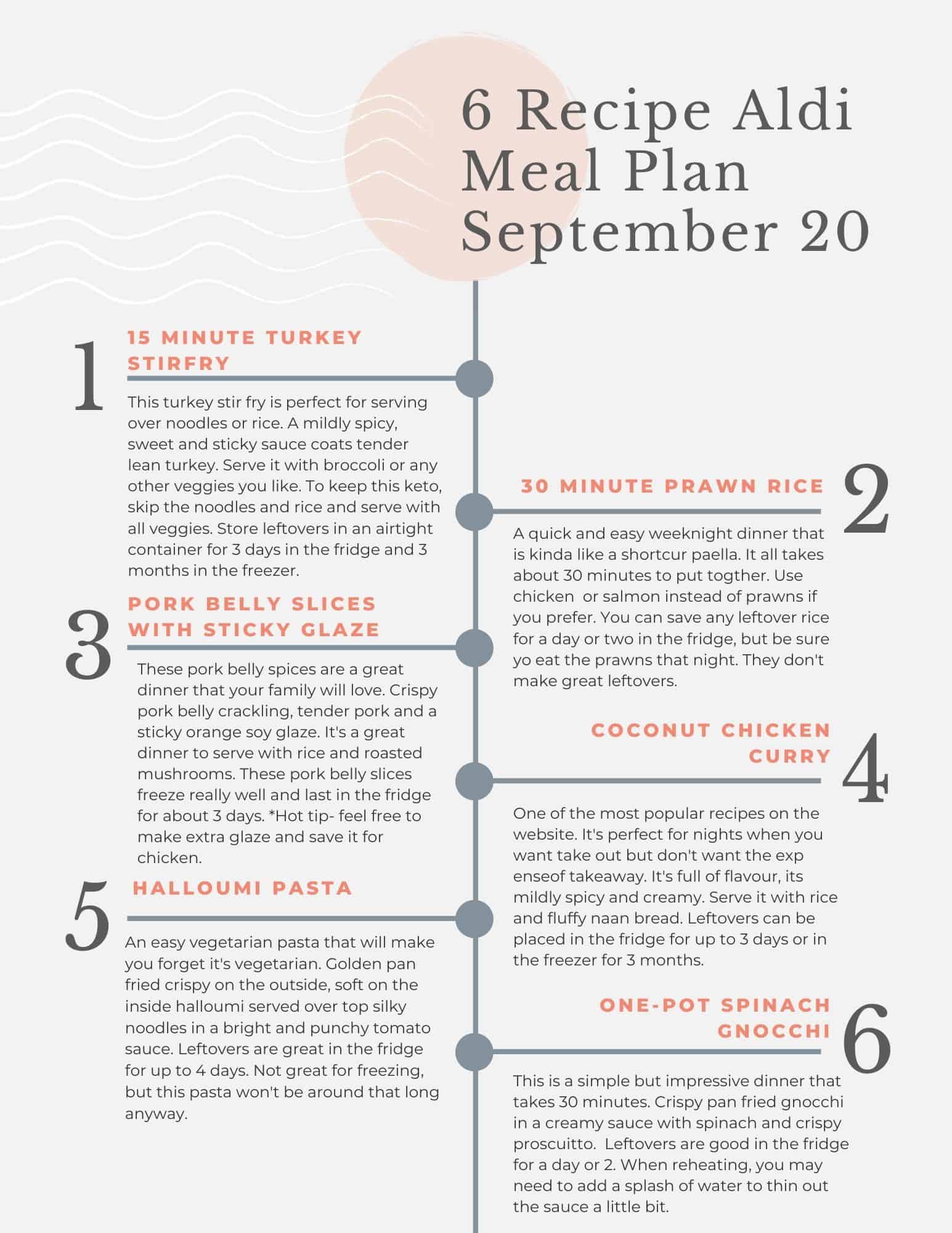 Aldi budget meal plan tip sheet.