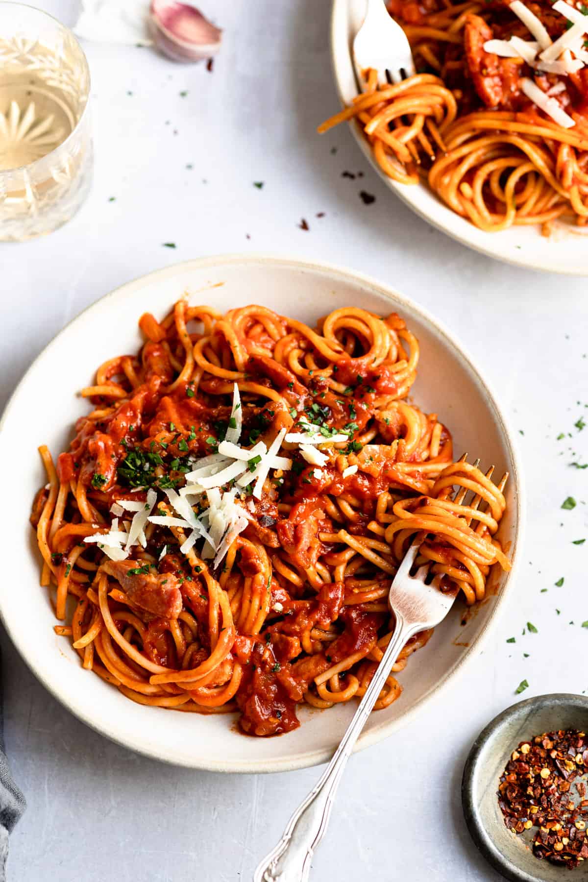 Quick And Easy Pasta Amatriciana - Savvy Bites