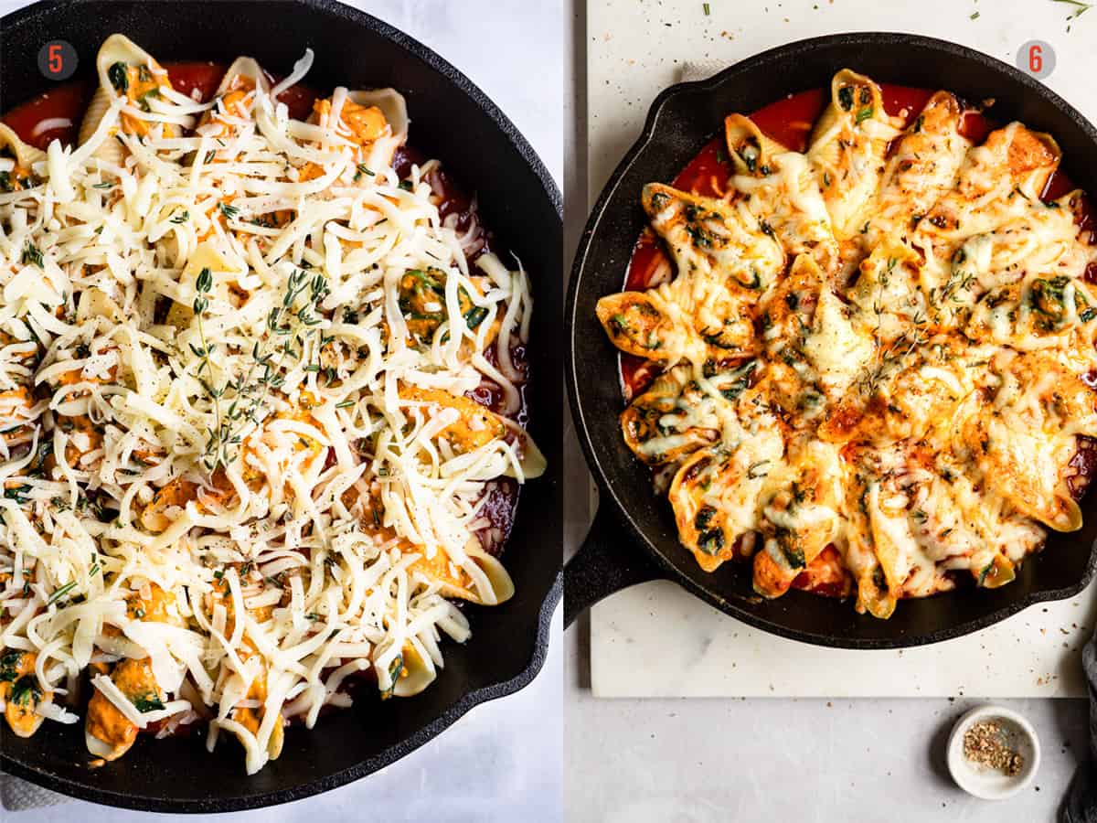 before and after baking the pasta.