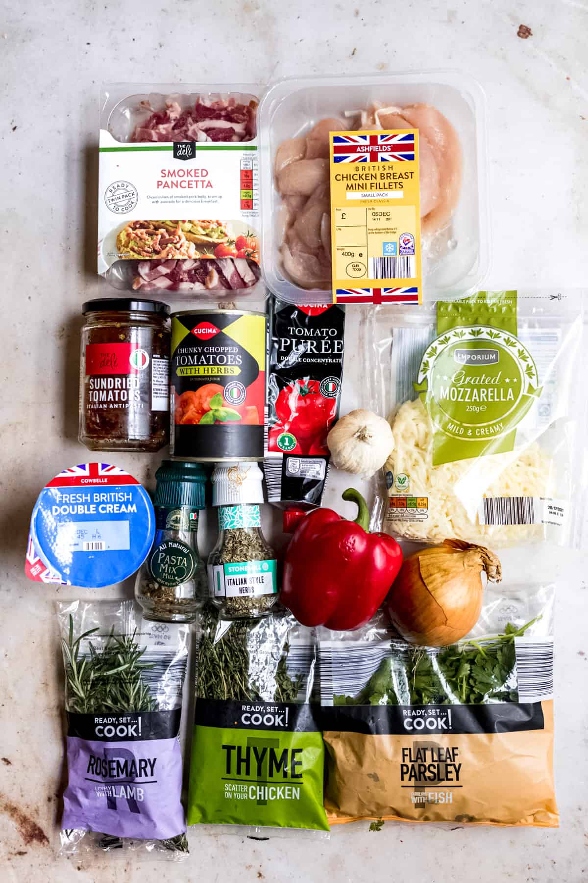 ingredients for one pan Italian chicken