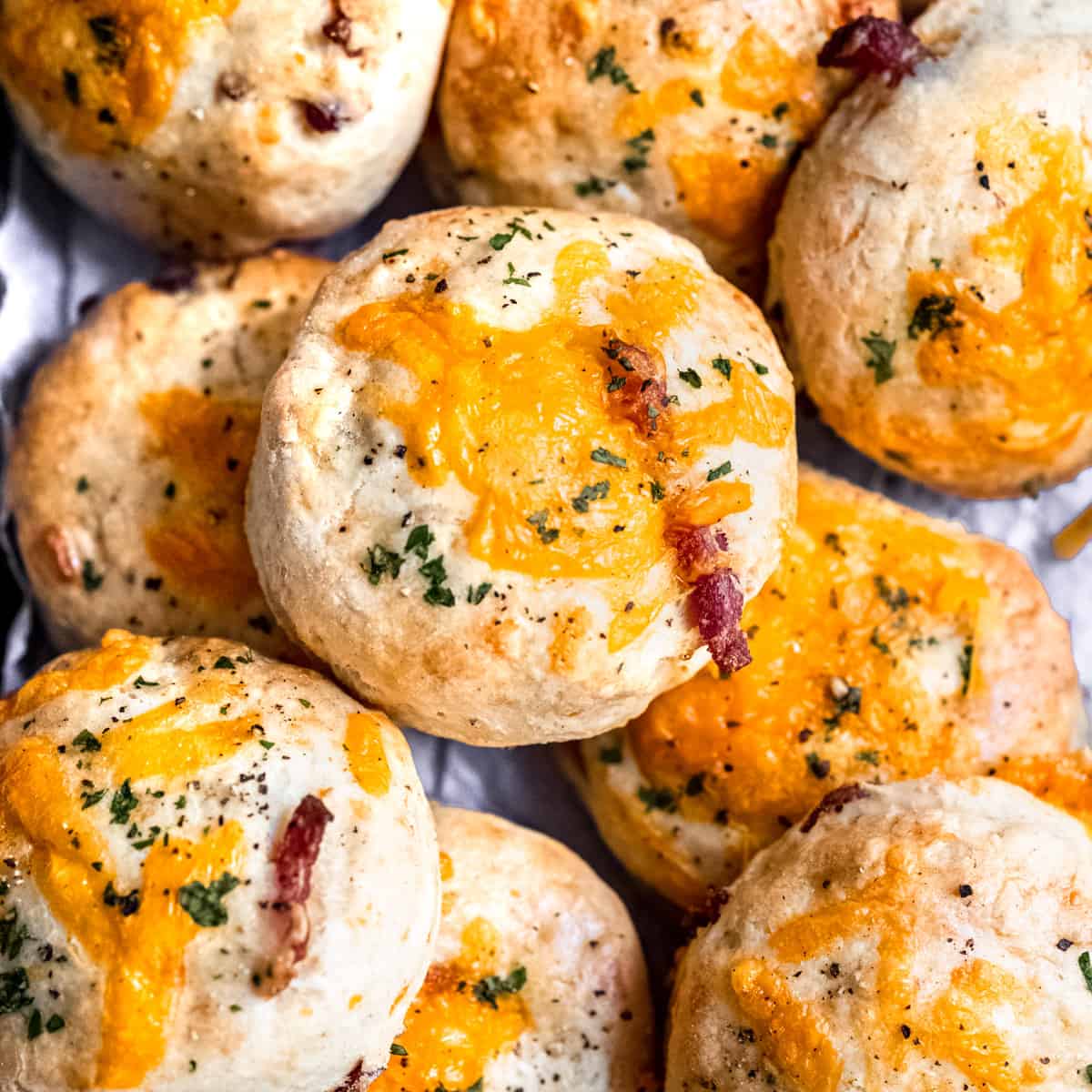 cheese and bacon scones stacked