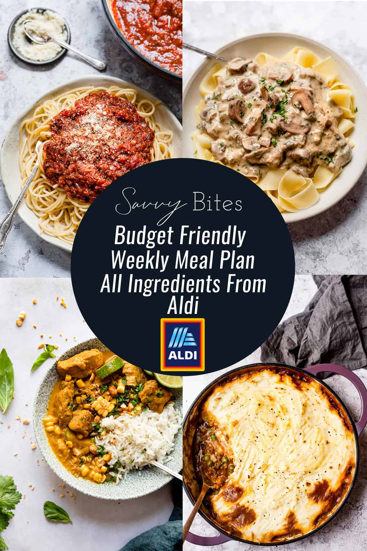 Aldi budget meal plan with photos.