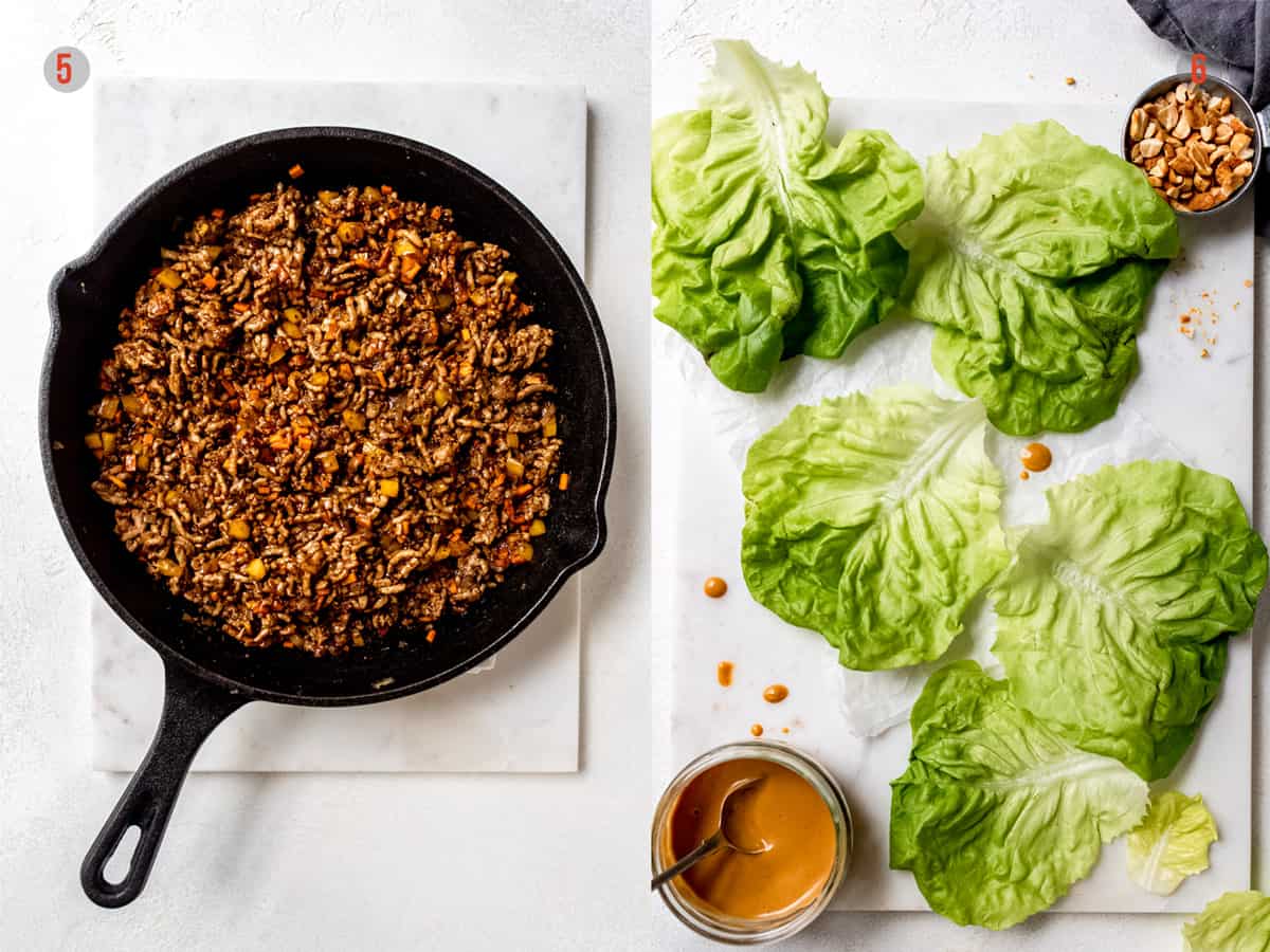 crispy mince pork lettuce wraps made using Aldi ingredients.